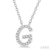 1/20 Ctw Initial 'G' Round Cut Diamond Pendant With Chain in 10K White Gold